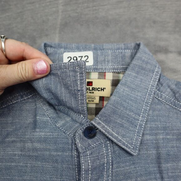 Woolrich Shirt Mens M Blue Button Up Outdoor Short Sleeve Outdoor - Picture 6 of 16